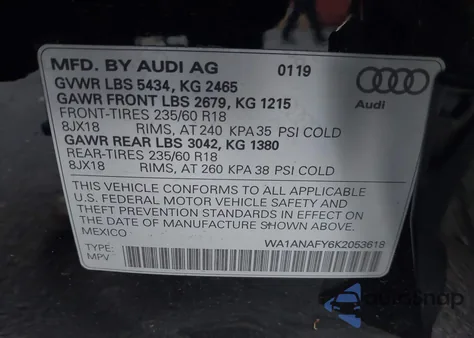 2019 Audi Q5 45 Premium from USA, damaged, VIN WA1ANAFY6K2053618